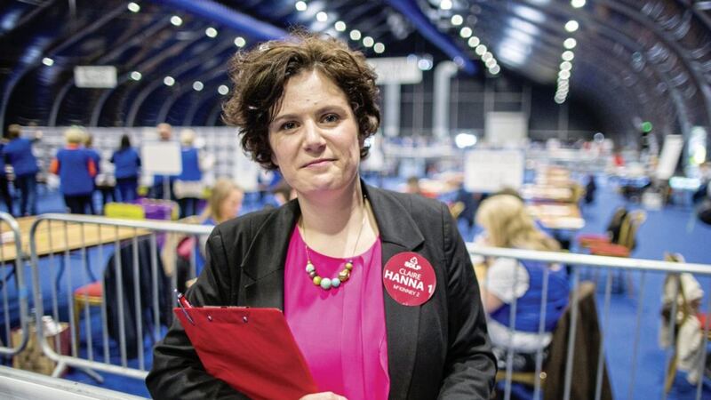 Claire Hanna at the Belfast count centre for this year&#39;s assembly elections in May 