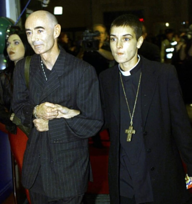 O'Connor arriving at the 1999 Hot Press Rock Awards in Dublin, after having been ordained in the Latin Tridentine Church sect. Picture: Chris Bacon/PA