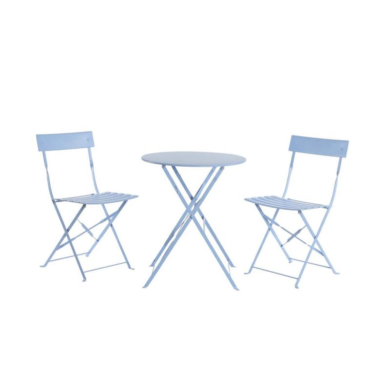 <strong>7. Freya Bistro Set &ndash; Blue, &pound;89, Dobbies Garden Centres (in store)<br /></strong>Pretty patio, teeny terrace or galley kitchen, this boutique bistro set is rightly reserved for two.