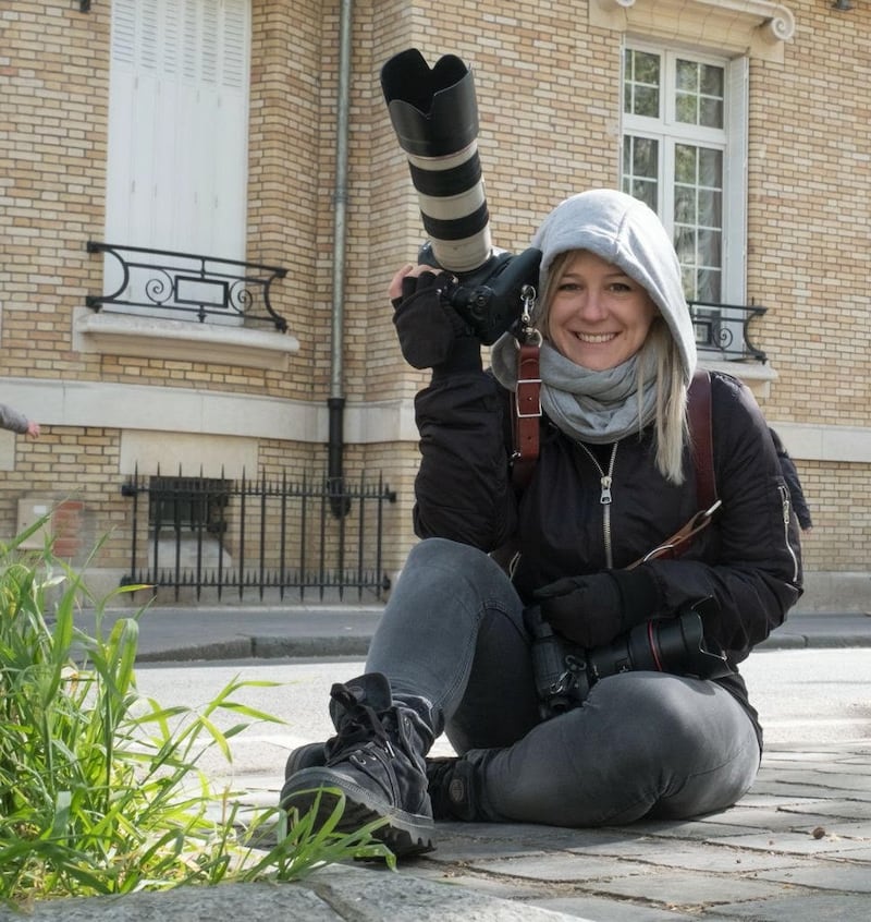 A photo of Chiabella James and her camera
