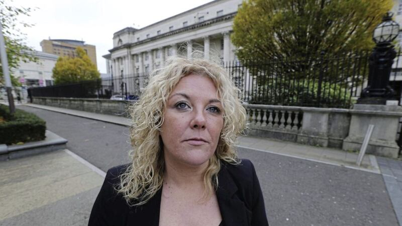 Danielle O&#39;Neill, who was a patient of Dr Watt, at the High Court in Belfast. Picture by Hugh Russell 