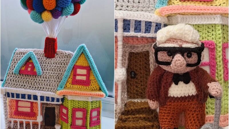 Sarah Simpson has recreated Carl Fredricksen’s house from Up and him in crochet form (Sarah Simpson/PA)