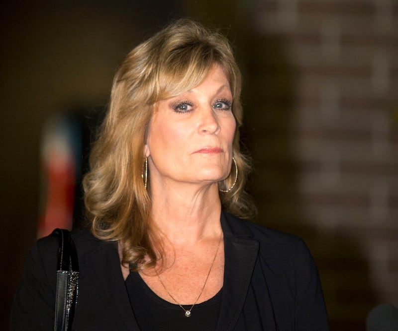 Judy Huth appears at a news conference outside the Los Angeles Police Department’s Wilshire Division station in Los Angeles in 2014