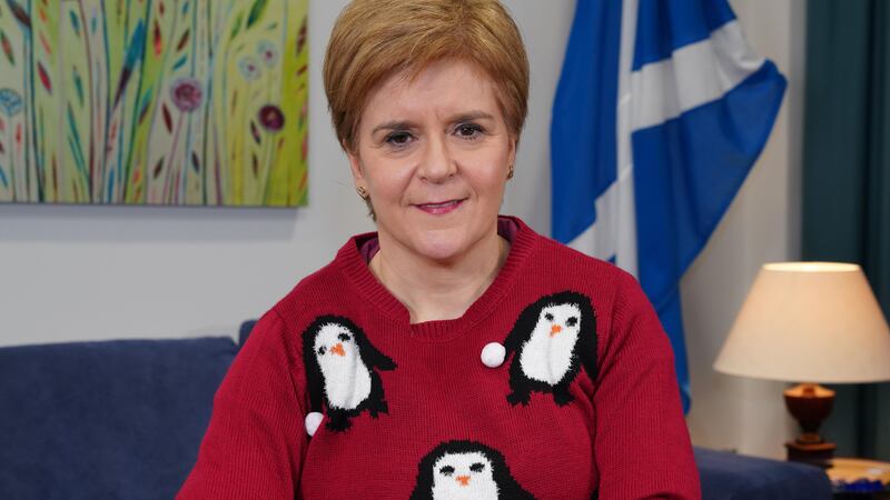 The First Minister donned a penguin top ahead of the Save the Children fundraiser.