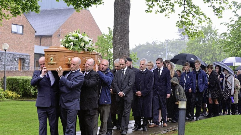 The funeral of Professor Patrick Johnston who was Vice-Chancellor of Queen's University Belfast.