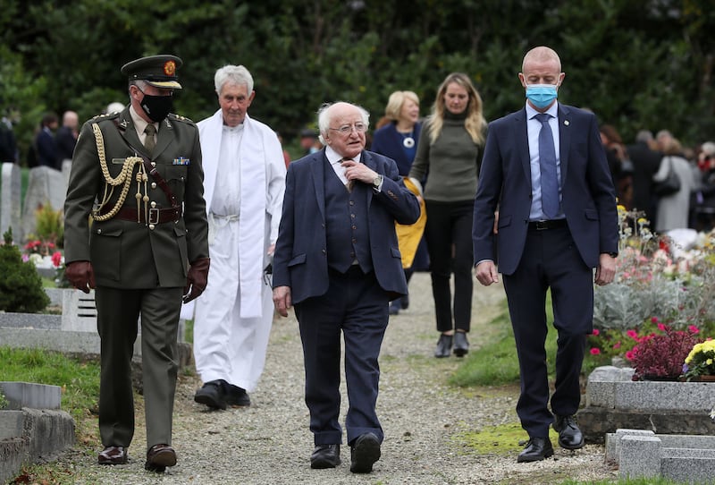 President Michael D Higgins attends the funeral of Chieftains founder Paddy Moloney. Picture by Brian Lawless/PA Wire&nbsp;