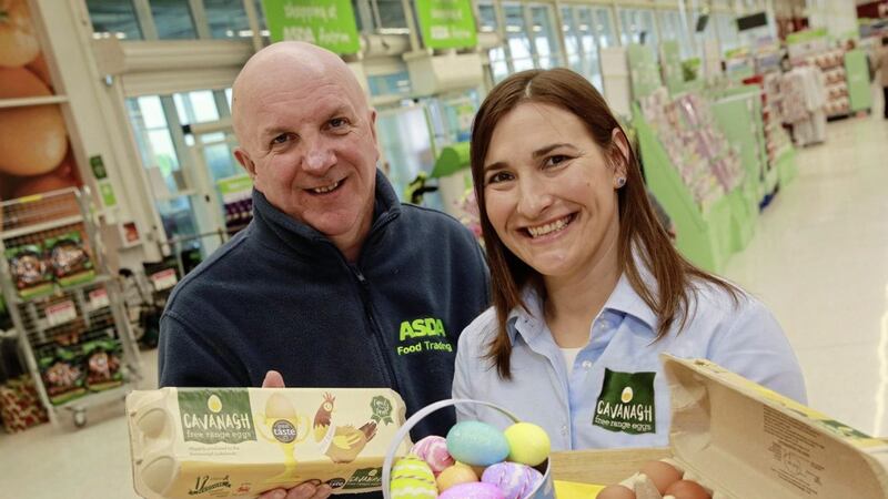 Brian Conway from Asda NI&rsquo;s local sourcing team and Eileen Hall, Company Director at Cavanagh Eggs 