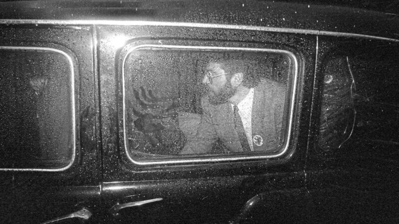 Gerry Adams leaves Belfast City Hall after losing his west Belfast Westminster seat to Dr Joe Hendron in 1992