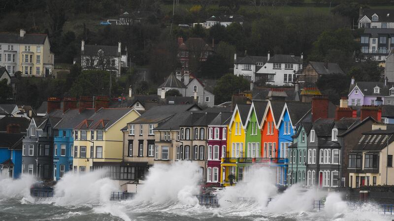 PACEMAKER PRESS BELFAST 06-04-24
Storm Kathleen
The scene in Whitehead this morning.
A Yellow warning of wind is in place as Storm Kathleen makes landfall on Saturday. 
Exposed parts of Northern Ireland could be hit with winds of up to 70mph. 
Photo - Andrew McCarroll/ Pacemaker Press