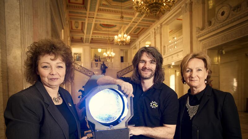 Pictured is Car&aacute;l N&iacute; Chuil&iacute;n minister for culture arts and leisure, Roisin McDonough, chief executive of the Arts Council, and Sean Pagel from Production Services Ireland 