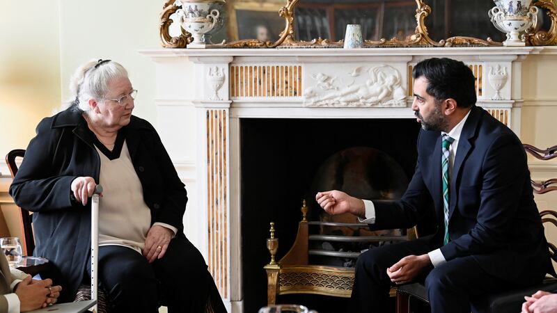 Margaret Caldwell, mother of murder victim Emma Caldwell, meets with First Minister Humza Yousaf at Bute House
