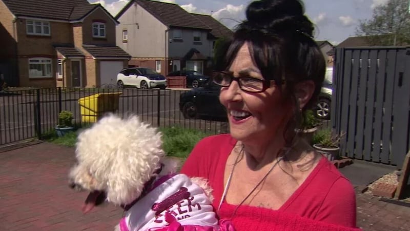 Isabella Roden has been reunited with her dog Issy. Picture from BBC