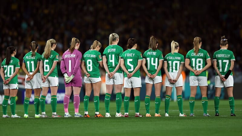 The Ireland squad pictured ahead of kick-off at their opening Women's World Cup match against Australia in Sydney. Picture: PA