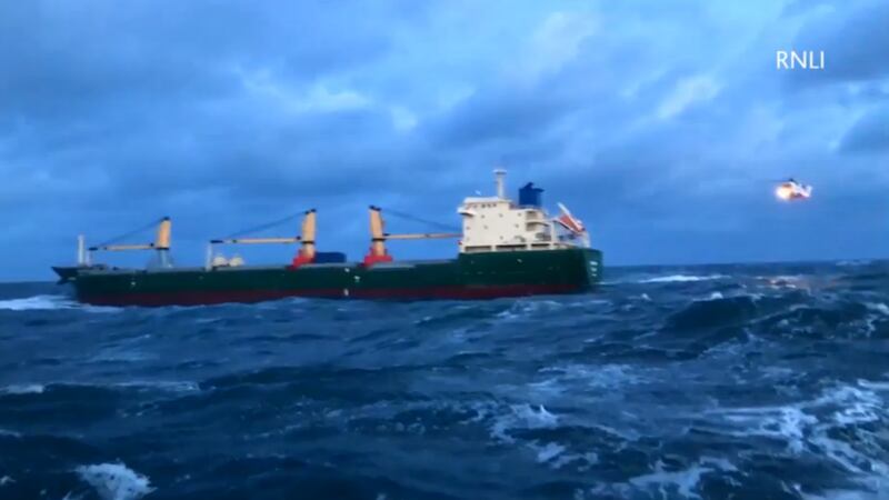 Watch the moment a sick seaman is winched to safety in these stormy sea conditions