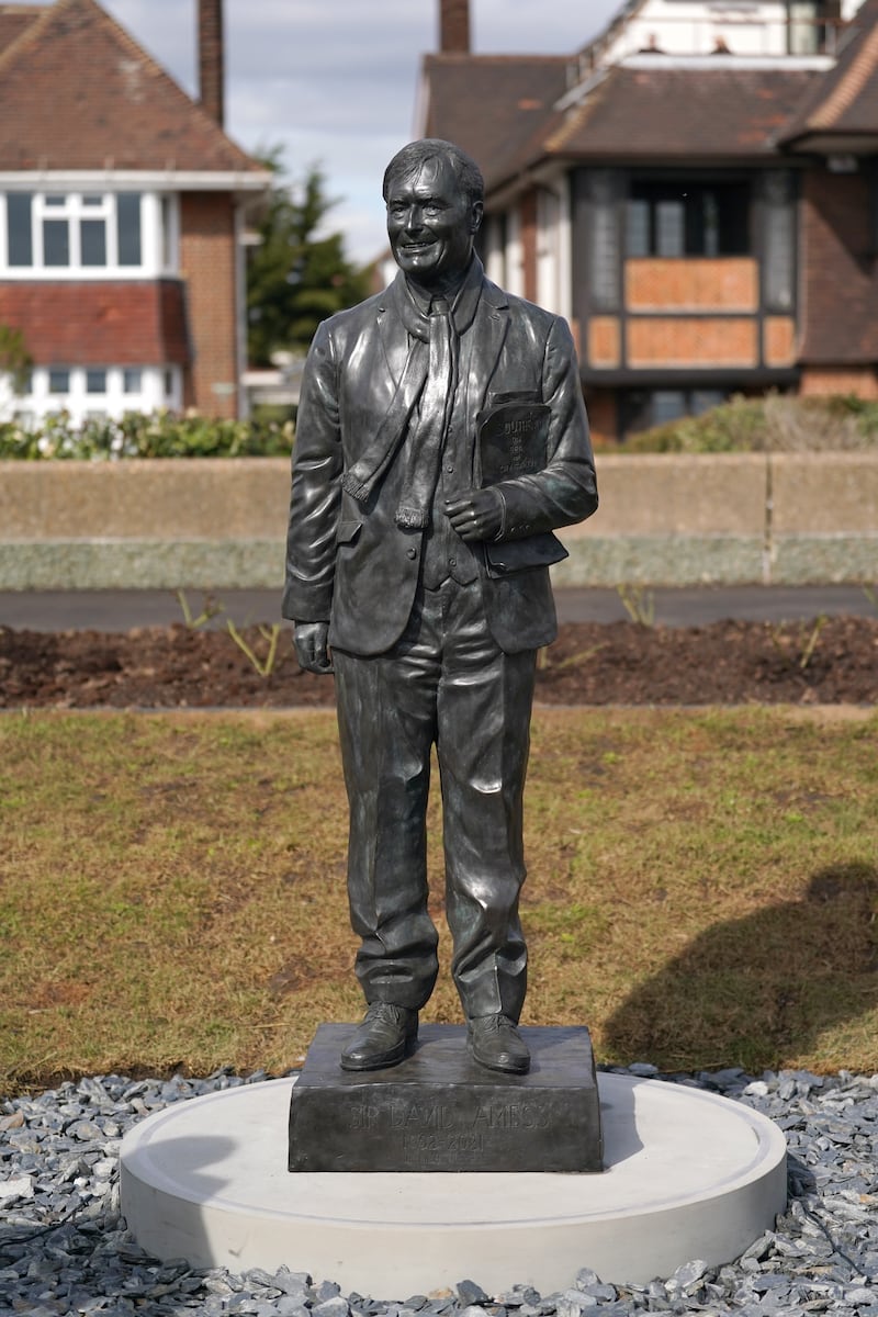 The statue of Sir David Amess on Chalkwell seafront in Southend
