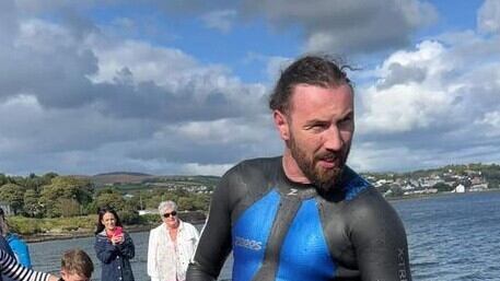Danny Quigley is continuing his swim at Kinnagoe Bay in memory of those who died from suicide. 