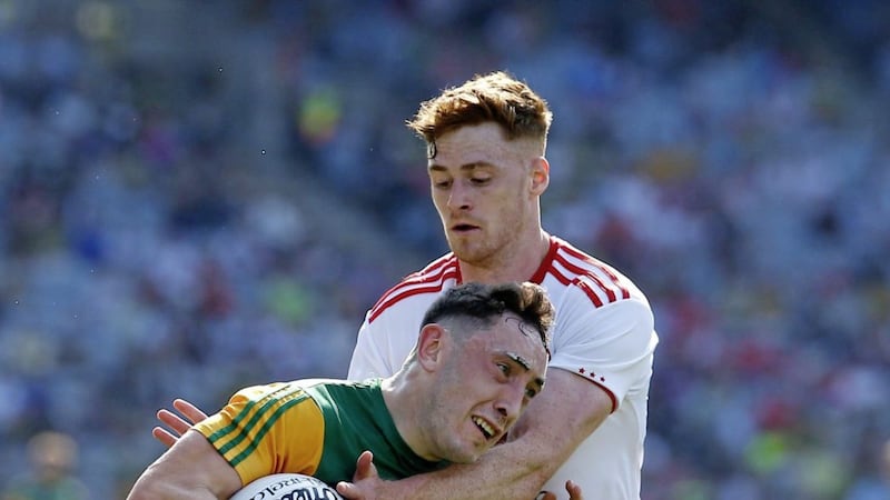 Tyrone&#39;s Conor Meyler and Kerry&#39;s Paudie Clifford during the All-Ireland semi-final Picture: Philip Walsh 