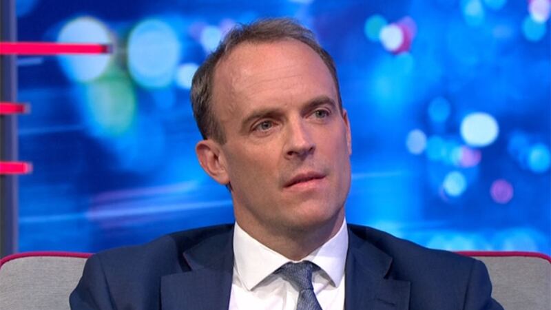 Dominic Raab was speaking to Robert Peston. Picture by ITV&nbsp;