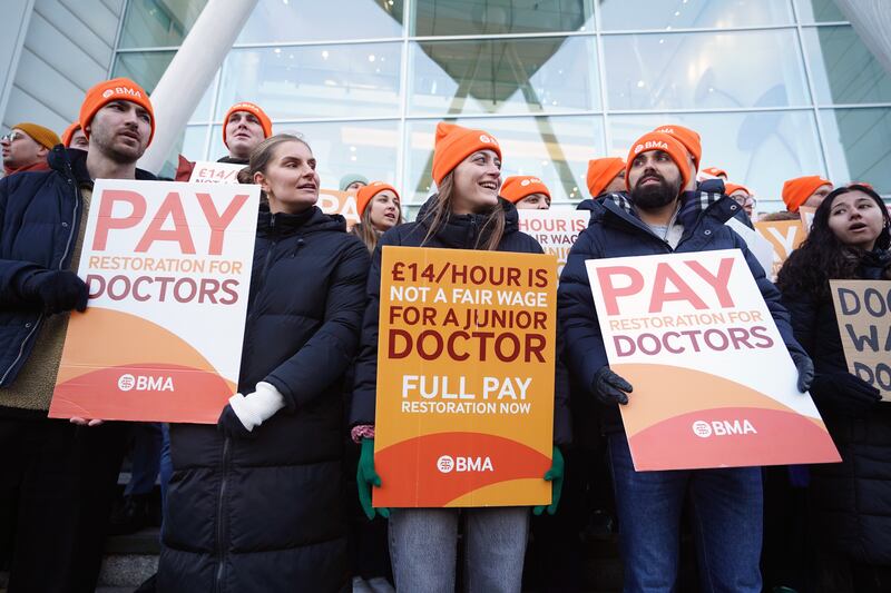 Junior doctors and members of the BMA on the picket line during previous strike action