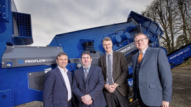 From left, Allen Martin, Kernel Capital; Nishi Ward, Waste Systems; William McCulla, , Invest NI and Andy Palmer, Bank of Ireland UK 