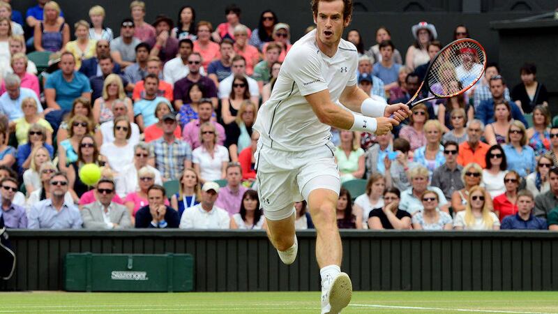 Andy Murray in action against Vasek Pospisil in his Wimbledon quarter-final - the Scot now faces a step up in class with Roger Federer standing in his way of making it to Sunday&#39;s Final 