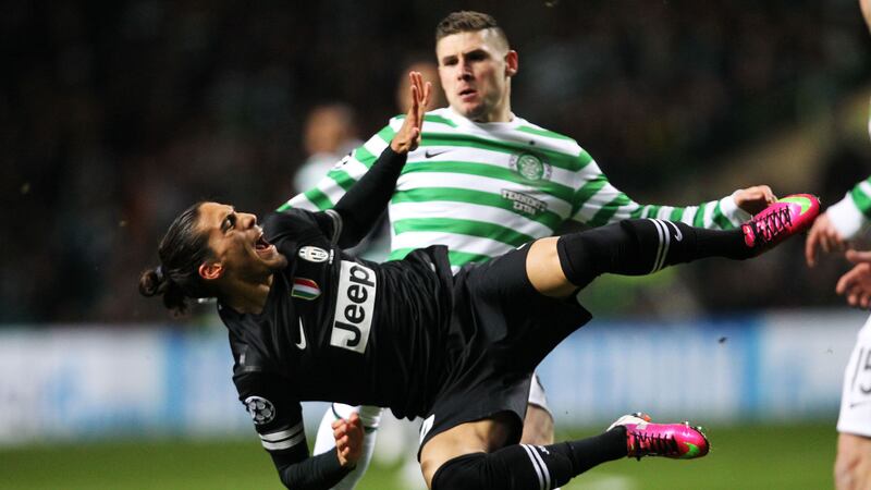 Uruguayan Martin Caceres, pictured in action for Juventus against Celtic back in 2013, is set to make his Southampton debut in the League Cup final Sunday