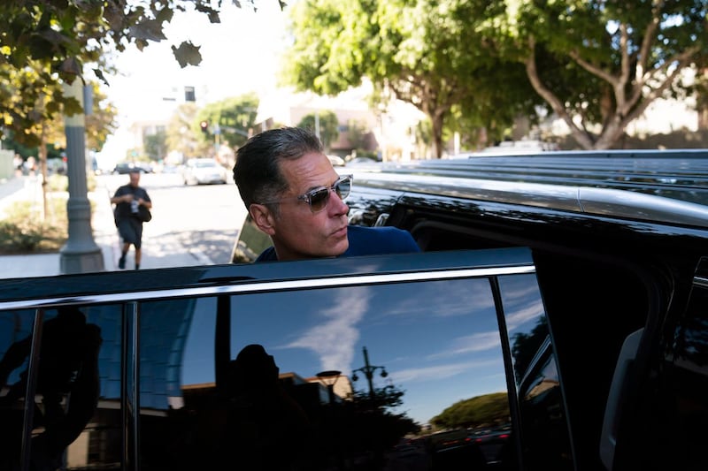 Los Angeles Lakers general manager Rob Pelinka leaves a federal courthouse after attending Vanessa Bryant’s invasion of privacy trial against the Los Angeles County sheriff’s and fire departments