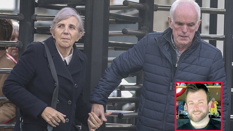 Natalie McNally's parents attended court today. Picture by Hugh Russell. Inset: Stephen McCullagh
