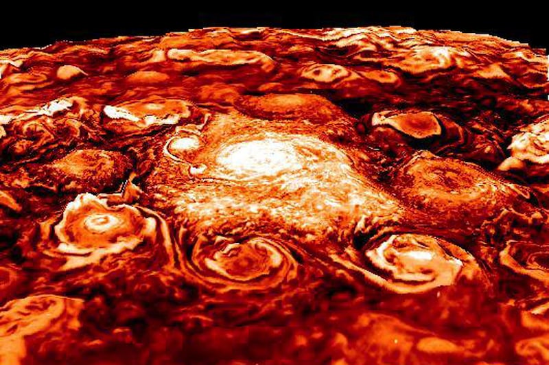Computer rendering of Jupiter storms.