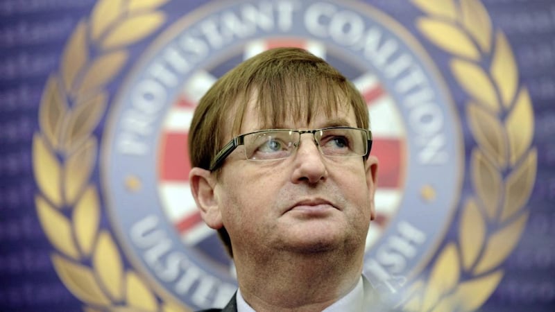Willie Frazer at the launch of the short-lived Protestant Coalition political party at La Mon Hotel outside Belfast. Picture by Pacemaker 