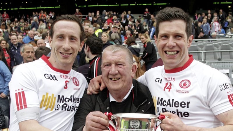 Colm and Sean Cavanagh with their father Teddy after last year's National Football League Division Two final at Croke Park <br />Picture by Colm O'Reilly
