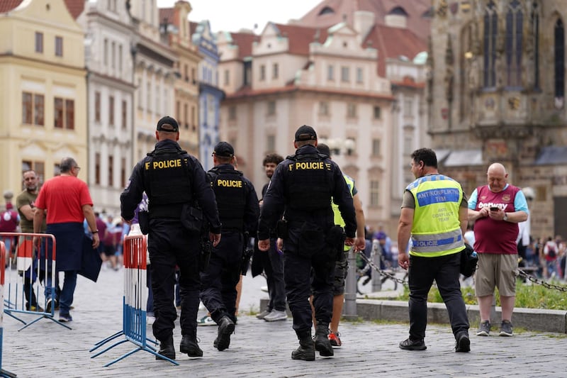 Police presence in Prague ahead of the final