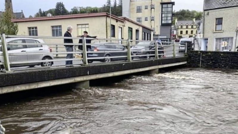 There were fears the River Eske in Donegal Town would burst its banks. Picture from RTE 