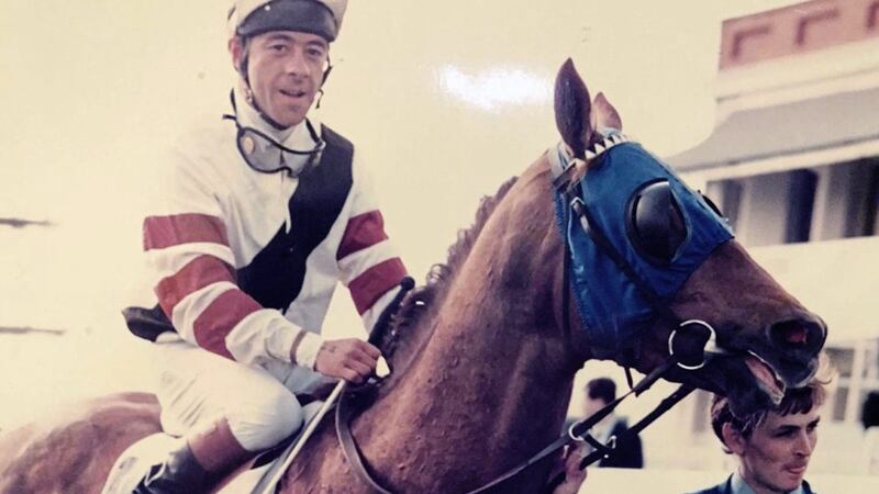 Hugh Hagan pictured on Red Dollar, one of many horses he rode during his career as a jockey in Ireland and England 