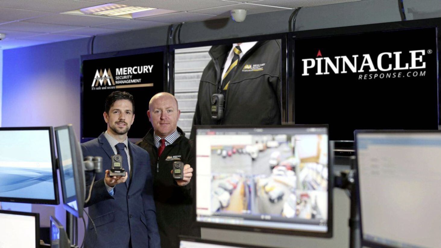 Mercury Security management director Francis Cullen (right) with Pinnacle Response sales director Alan Whitley
