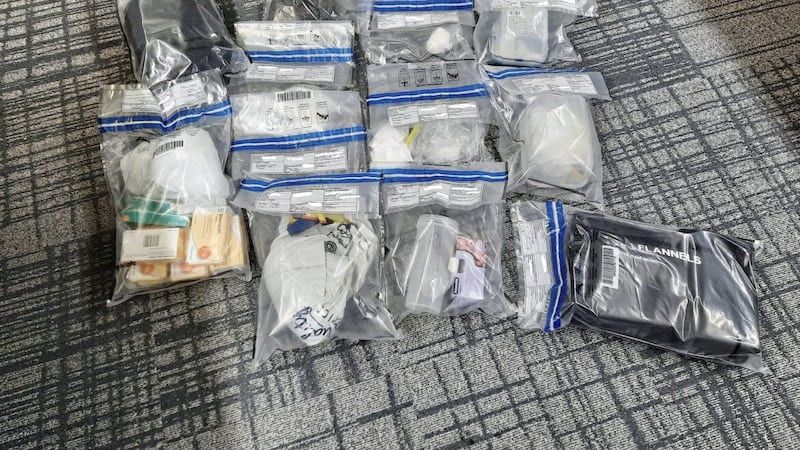 Officers seized class A drugs, a quantity of white powder and prescription medication, with an estimated value in excess of &pound;100,000 