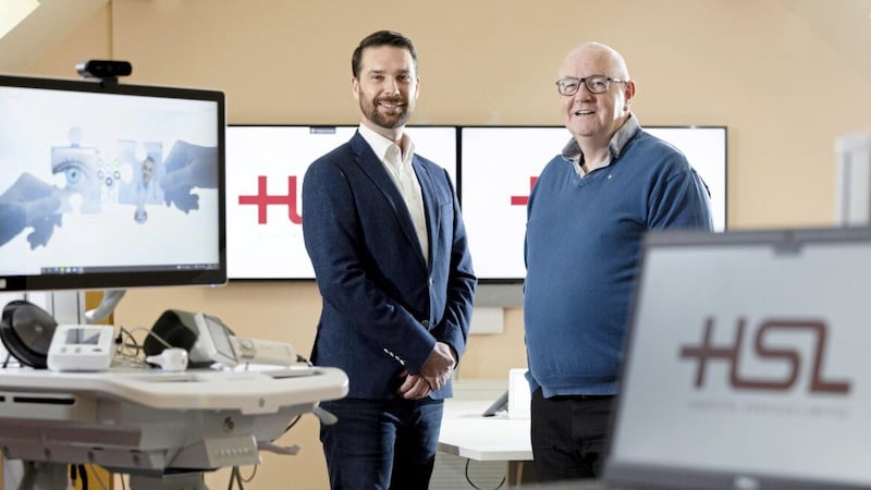 HSL&#39;s finance director, Graham Stewart (left) with Sam McMaster, director of telehealth, in the company&#39;s newly-opened Draycott headquarters. 