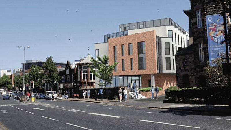 A computer-generated image of the new student accommodation. Picture: Future Belfast 
