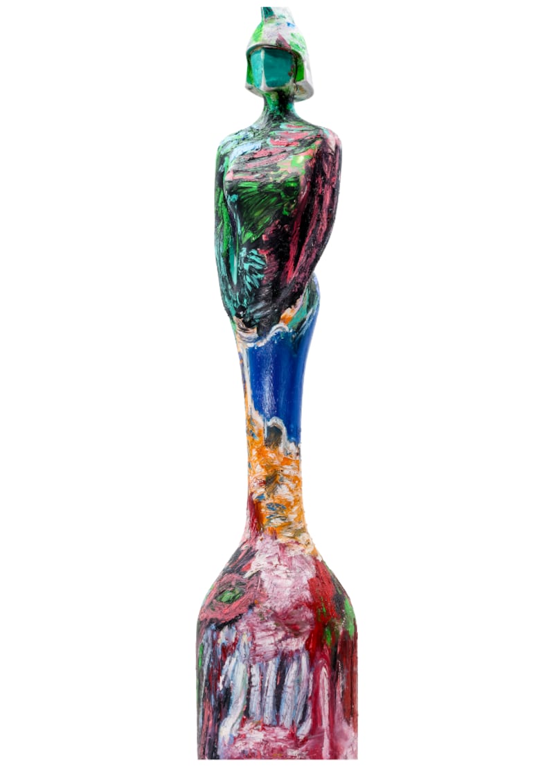 The 2024 BRIT trophy designed by British visual artist and painter Rachel Jones