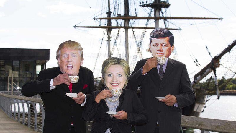 'Pictured' in New Ross, Co Wexford are President John F Kennedy, Donald Trump and Hilary Clinton ahead of the annual Kennedy Summer School, which takes place on September 8-10. The festival will focus on the imminent US Presidential election. Picture by Mary Browne