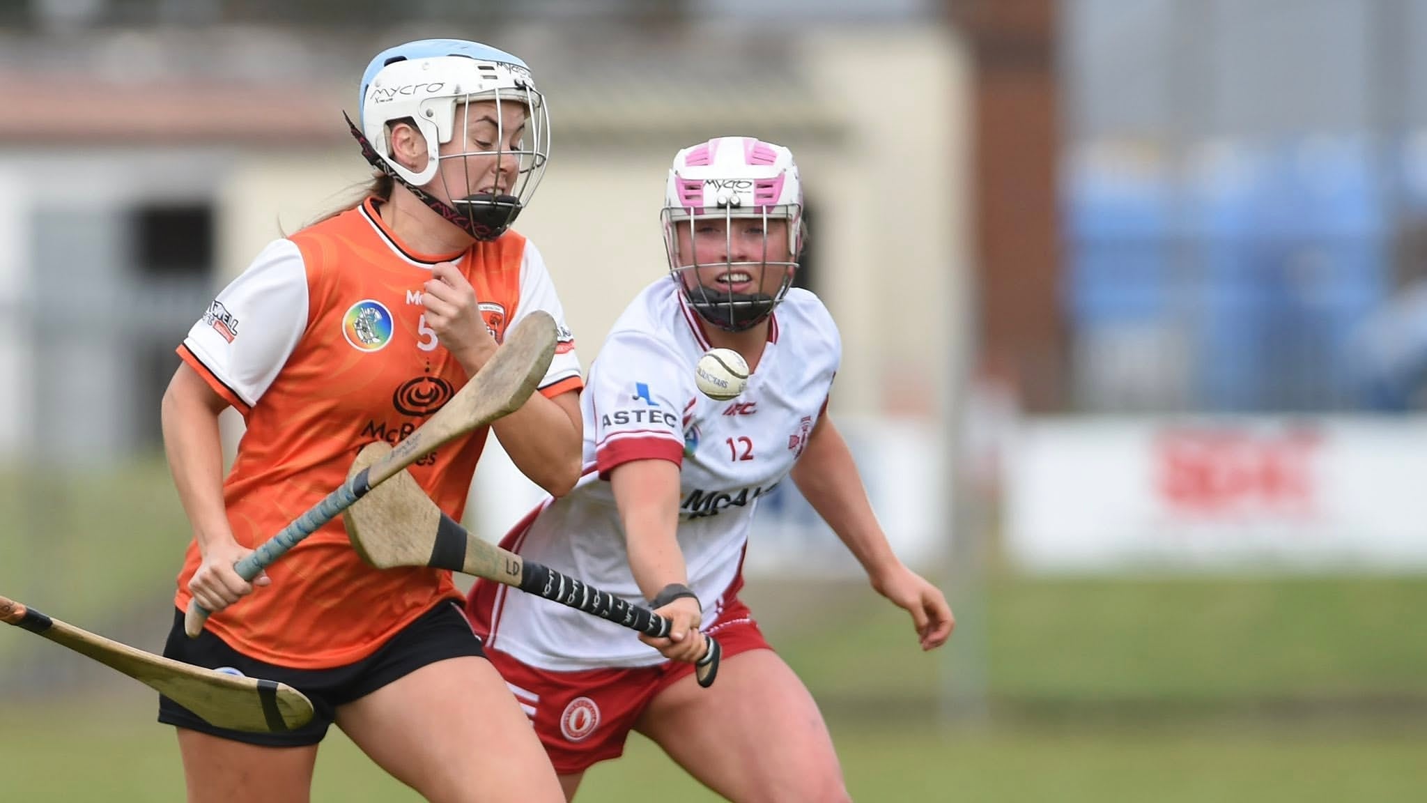 Armagh's Eimear O'Kane in action against Tyrone's Lára Devlin