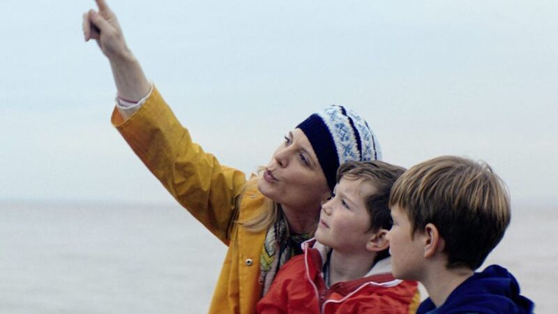 Emilia Fox as Kate with William and Matthew Stagg as her sons Reef and Finn in the film Mum&#39;s List 