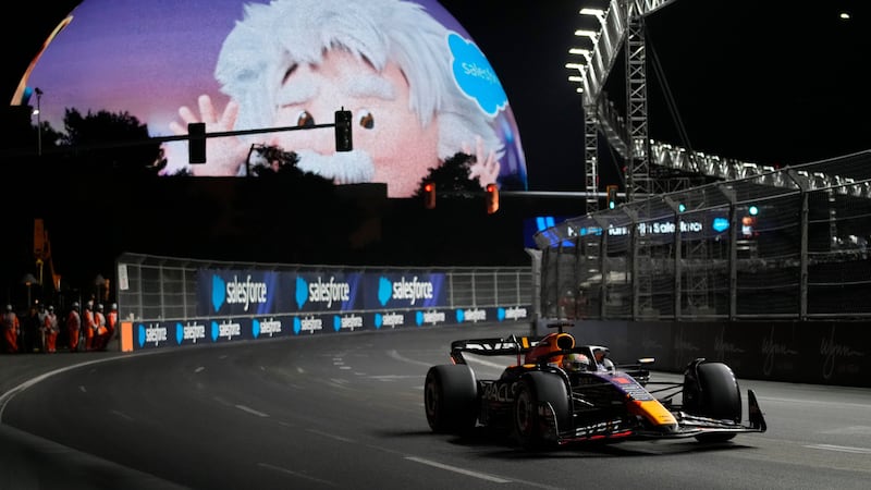 Max Verstappen in action at the Las Vegas Grand Prix (John Locher/AP)