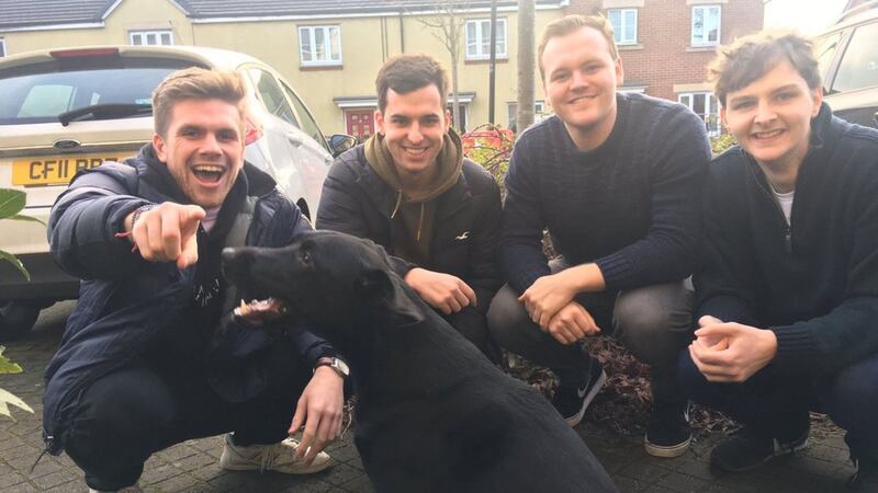 Jack McCrossan and his housemates borrowed Stevie Ticks the dog after writing a plea to the neighbour to borrow her.
