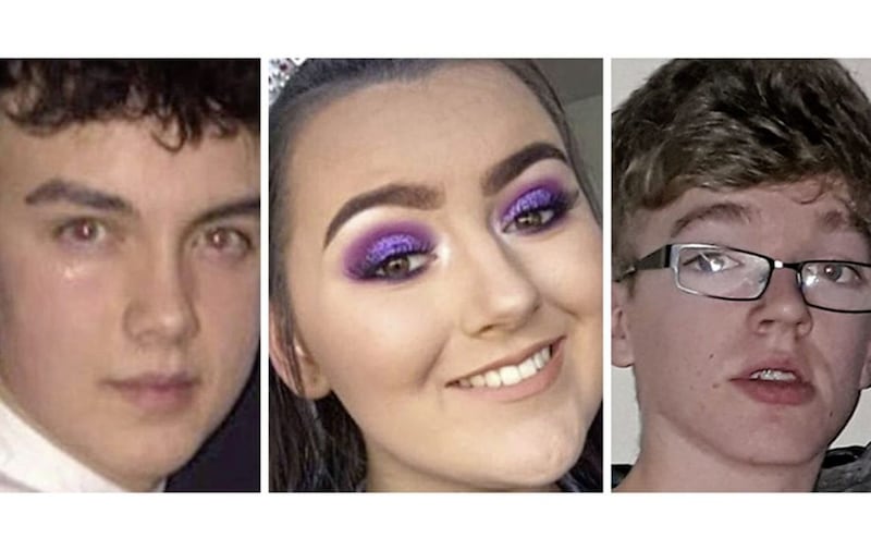 Connor Currie (16), Lauren Bullock (17) and Morgan Barnard (17) died following a crush outside a St Patrick&#39;s Day disco at the Greenvale Hotel in Cookstown 
