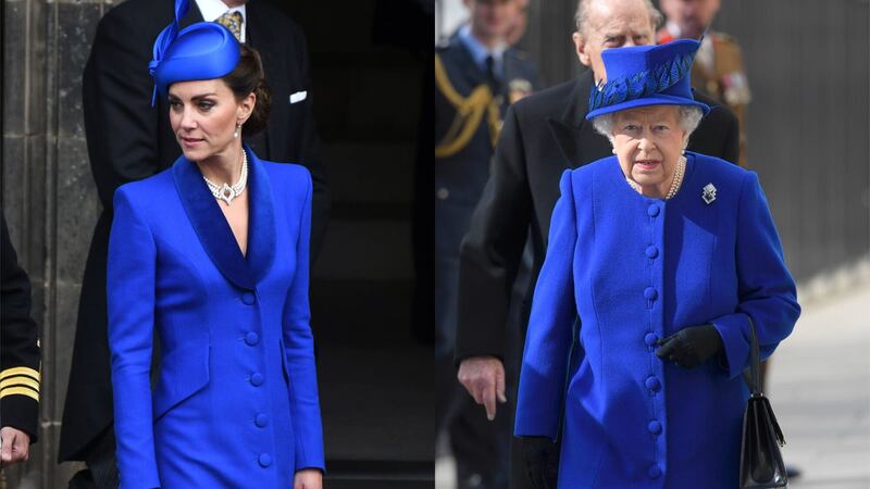 Kate’s outfits often resemble those of the late Queen (Mike Boyd/Toby Melville/PA)