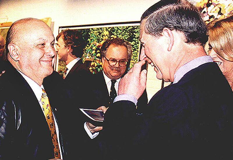 Canadian artist Charles Pachter meeting then Prince Charles in Toronto in 1999