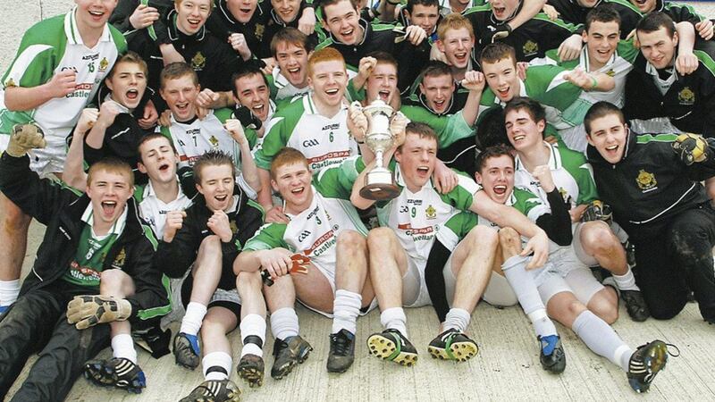 MAL CONTENTS: The St Malachy&rsquo;s, Castlewellan squad celebrate another Markey Cup success after beating St Patrick&rsquo;s College, Dungannon on Tuesday March 16 2010 in St Oliver Plunkett Park, Crossmaglen. Picture: Jim Dunne 