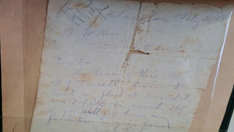 The letter written by Charles Stuart Parnell during his internment in Kilmainham 
