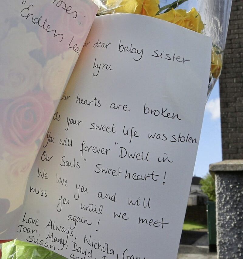 Journalist, Lyra McKee&#39;s mother and family have left poignant messages at the scene of her murder. Picture by Margaret McLaughlin 